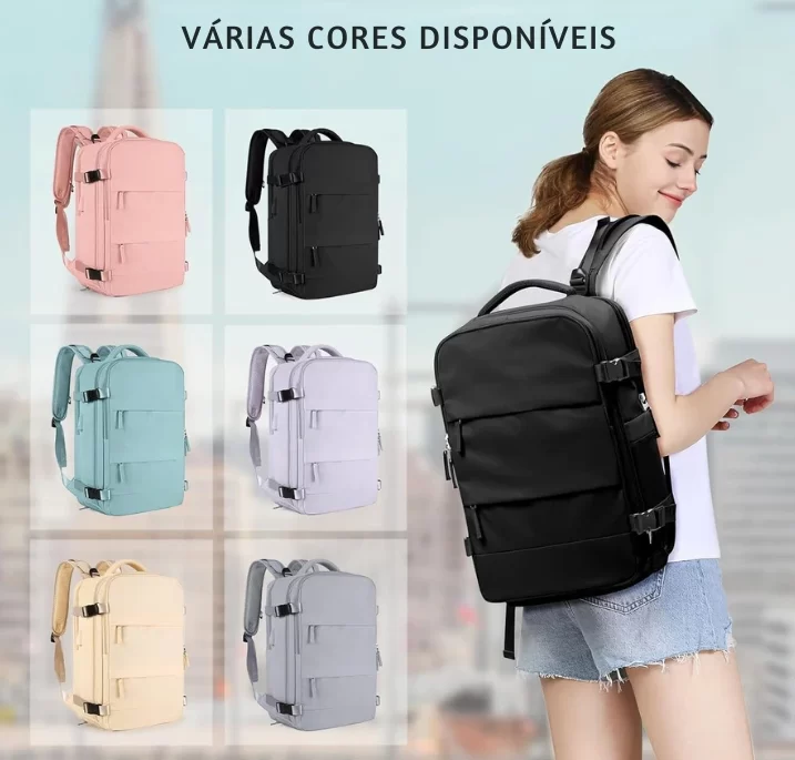 Mochila de Viagem Coowoz: impermeável, espaçosa e confortável. Ideal para viagens, estudos e aventuras, com porta USB e compartimentos organizados - Ki Promo