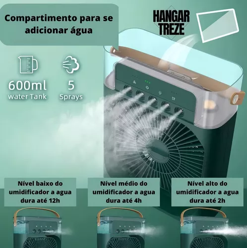 Descubra o Ventilador 03 em 01 Portátil: Resfrie, Umidifique e Ilumine com Eficiência e Praticidade, Tudo em Um Só Aparelho - Ki Promo