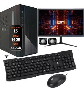 Computador Completo Intel Core i5 com 16GB de RAM, SSD de 480GB e Monitor de 20 Polegadas no Ki Promo